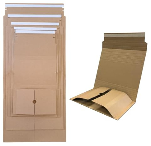 25 x Cardboard Book Wrap Mailers BR5 (310 x 250 x up to 120mm) for Books, DVDs, Games - Secure Self-Seal Postal Packaging Boxes For Secured Shipping - Eco-Friendly & Recyclable by Crystal Mailing