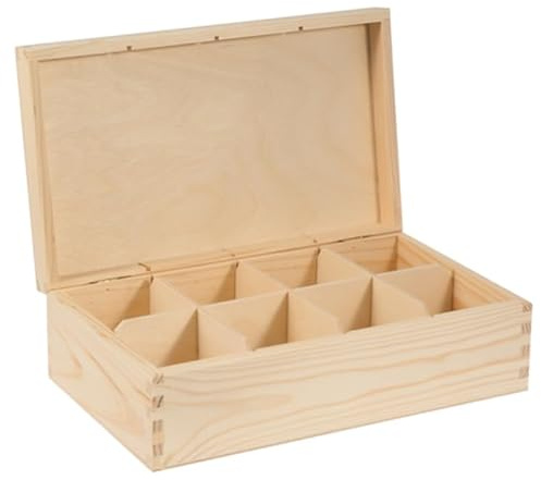 Wooden World - Scatola da tè in legno con 8 scomparti – organizer per bustine di tè