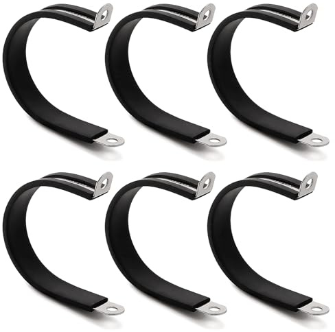 YYIGVMO 6 Pezzi 50mm Fascette Stringitubo in Gomma, Clip a P Rivestite in Gomma, Morsetto a P in Acciaio Inox 304, per Fissare Tubi e Cavi