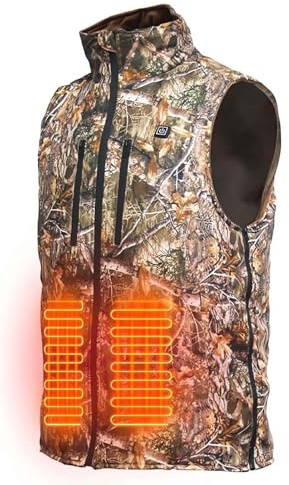FYRTA Gilet Riscaldato Caccia, Invernale Gilet da Caccia Uomo con 3 Temperature Regolabili 5 Zone di Riscaldamento, Mimetico Giacche Riscaldate Lavabile per Caccia, Pesca (senza batteria) (XL)