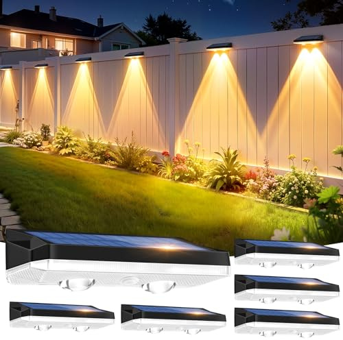 VIIIVA Solar Fence Lights, 6pcs Solar Lights Outdoor Garden Waterproof IP65,11 Colors 13 Modes RGB Garden Light, Solar Powered Outdoor Light for The Fence,Patio, Backyard,Yard & Pathway Decoration