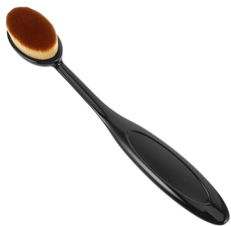 MAGICLULU Brocha de Maquillaje Negra para Polvos Sueltos y Base, Pincel para Rubor en Polvo, Cerdas Densas de Fibra Sintética, Mango Largo para Aplicación Precisa, Herramienta Versátil