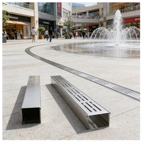 ZXCASDF Canale di Scarico Stretto in Acciaio Inossidabile 304，filtri lineari per grondaie，canaletta scolo Acqua piovana Robusto，per Fermare Le Foglie,Griglia per Marciapiede(H3*W5CM/H1.18*W1.96IN)