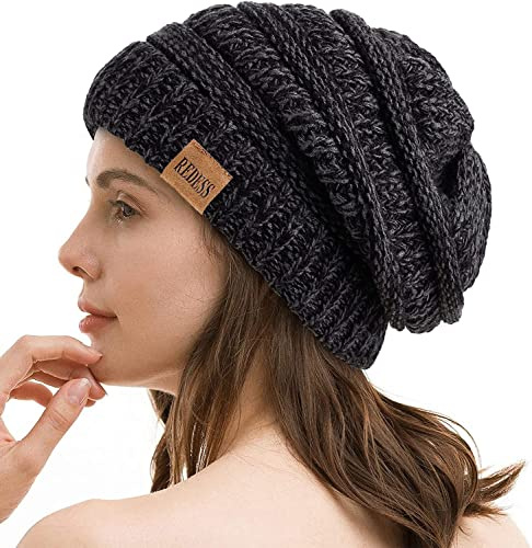 REDESS Slouchy Beanie Hat for Women Winter Warm Chunky Soft Oversized Cable Knit Cap