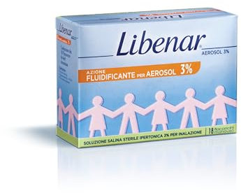 Libenar Fiale Aerosol Ipertoniche 3% per l’Inalazione in Aerosolterapia di Neonati, Bambini e Adulti, 18 Fiale da 4 ml