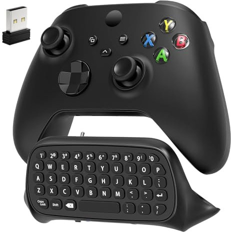 Auarte Tastatur für Xbox Series X/S, One/One X/S, Elite One/2 Controller, kabelloses Bluetooth Game Chatpad Keypad mit USB-Empfänger (Controller nicht inbegriffen), Schwarz