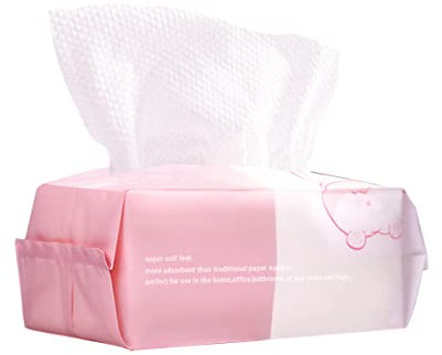 Face Towel 60 Counts Disposable Face Wipes Cloths for Washing Soft Cotton Dry Wipes, Skincare and Makeup Remover (PEARL PATTERN)