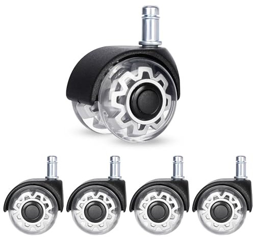 Belle Vous Bürostuhlrollen und Gaming-Stuhlrollen - 5er Pack - Universell - Schwenkbar - Bürostuhl Rollen 11 x 25 mm - Ersatzrollen für Parkett und Teppichböden - Geräuschlos
