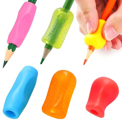 OSteed Penngrepp för barn handskrift, penngrepp för vuxna, 21 st | 3-stil, lätt grepp, gummi pennhållare grepp, klämbara fingergrepp, skrivverktyg för barn, triangulärt, dyslexi stöd