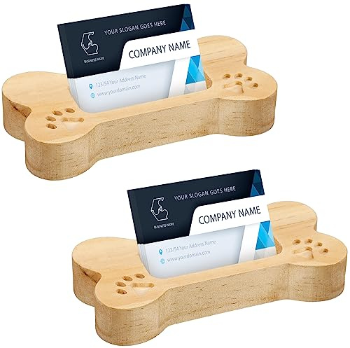 Menkxi 2 soportes para tarjetas de visita, soporte de madera para tarjetas de visita de hueso, soporte de madera para tarjetas de visita de granja, organizador de tarjetas de visita para oficina,