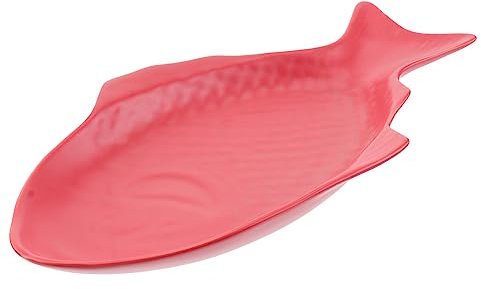 Mikinona Plato de Forma de Pez Bandeja para Pescado y Almacenamiento de Bocadillos Vajilla para Restaurante y Hogar Rojo 11 Pulgadas