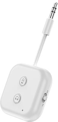Ultimate Bluetooth 5.3 Wireless Audio Transmitter Receiver up to 2 AirPods/Wireless Headphones - Use with Any 3.5 mm Audio Jack for Airplanes, Gym, TVs, Car/CD-Like Voice Enjoyment and Home Stereo