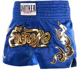 Xnihocha Kinder Muay Thai Boxen Short Jungen MMA Training Kurz Short Metallic Satin Kickboxen Hose für Sport und Fitness Blau 122-158