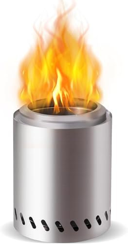 Poêle à bois portable en acier inoxydable avec couvercle alcool - Brasero de table pour intérieur/extérieur 15x15x18 cm