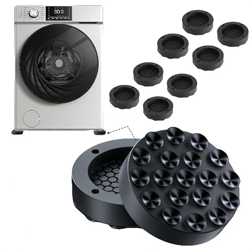 HJYDGJ 8 tappetini per lavatrici, per lavatrice, antiscivolo, antiscivolo, per lavatrice, per piedi, universali, anti-vibrazioni, colore nero