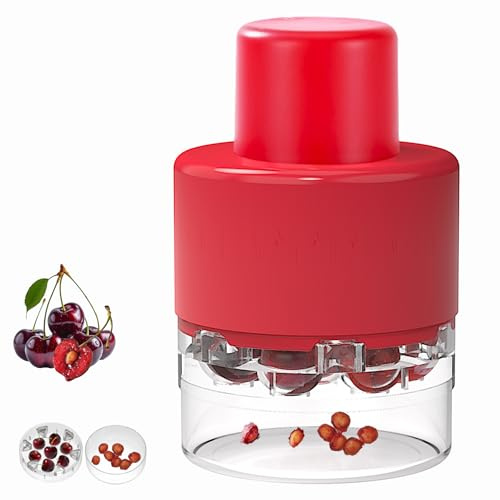 Snocciolatore per ciliegie, in acciaio inox, resistente, per olive e ciliegie, con design salvaspazio e multifunzione, per la rimozione di semi di ciliegie e marmellata di ciliegie (rosso vinaccio)