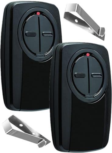380UT Chamberlain klik5u-bk2 klik3u-bk Garage Door Opener Remote Clicker, 375UT Universal Garage Door Remote for Lift Master Craftsman Genie, Dip Switch (Black 2PC)