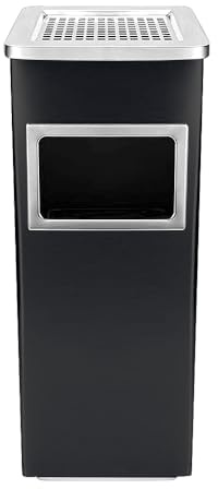 WODFARR Standaschenbecher 48L Küchenabfalleimer mit Inneneimer, aus Edelstahl, Außenaschenbecher für Restaurant, Garten, Pub, Club (Schwarz-1Stk, 30x24x60cm)