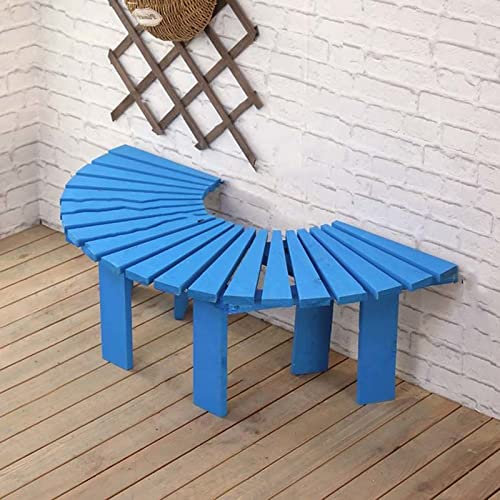 Banco de jardín semicircular, asiento de madera maciza anticorrosión para exteriores, taburete curvado con flores para parque y terraza, muebles elegantes de balcón en forma de abanico, asientos de