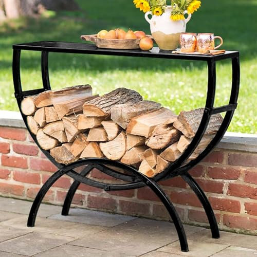Portalegna per caminetti, bracieri e stufe a legna, supporto per legna da ardere e per riporre legna da ardere, perfetto per cortile e portico, 100 cm x 35 cm