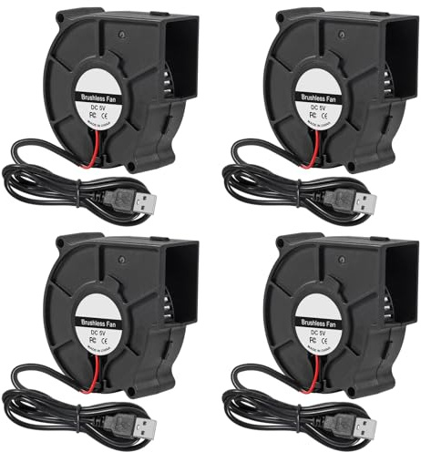 ACEIRMC 4 st 75 x 30 mm fläkt turbin centrifugalfläkt 5 V borstlös USB-hylslager/dubbla kullager 2-polig datorfläkt flera användningsområden