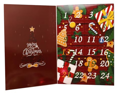 Julkalenderlåda – 24 dagar fyllbar | återanvändbar nedräkning med högtidsdesign, kalenderbox med fack, julnedräkning, födelsedag alla hjärtans dag present till familj, vänner