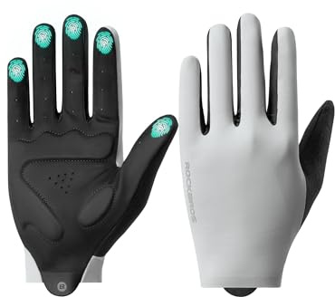 ROCKBROS Guantes de Ciclismo para Hombre Mujer, Antideslizantes y Amortiguadores con Acolchado SBR, Transpirable, Compatibles con Pantallas Táctiles para MTB, Bicicleta de Carretera, Gris L