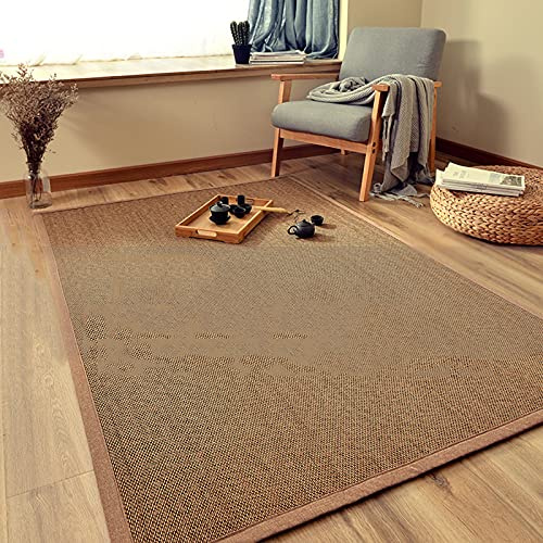 Naturlig bambumatta vävd design halkfri bambumatta med kant inomhus/utomhusbruk idealisk för kök vardagsrum kontor sovrum (60 x 180 cm)