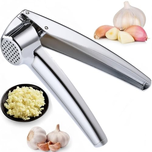 EliteHoff Vitlökspress, Vitlökspress, Zinklegering Garlic Press, Vitlöksskivare, Kökshjälp, Vitlökspress och Ingefära, Effektivt verktyg för vitlökspasta