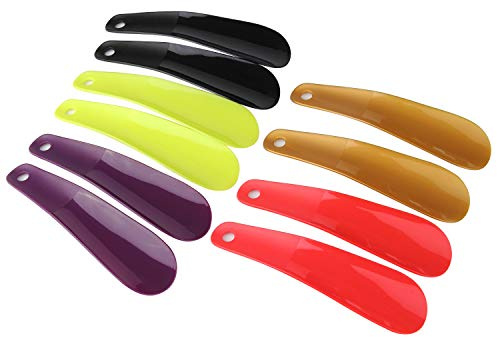 Arroyner 10Pcs Plastic Shoe Horn 6.3 Travel Shoe Horn for Men, Women and Kids Random Color