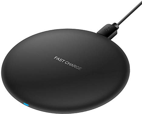 MMOBIEL Upgraded Wireless Charger 10W Max, 7.5W Compatible with iPhone 13/12/12 Pro(Max)/11/X/8(+) Samsung Galaxy S20(+)/S10(+)/S9(+) Note 20/10/9 AirPods Pro/2/1 - Without AC Adapter (Black)