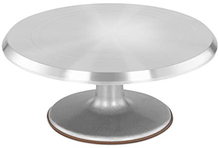 Royal Catering Plato para Tarta Bandeja con Pie RCCS-310 (Diámetro: 31 cm, Altura: 13 cm, Fabricado en Aluminio con pie de Silicona)