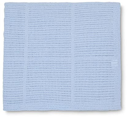 Vision Linens 100% Cotton Cellular Baby Cot Blanket, Large Size (170cm x 120cm / 67” x 47”), Blue Coloured, Super Soft, Easy Care, Machine Washable, Lightweight, 259 GSM, Leno Weave