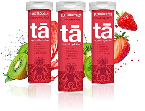 TA ENERGY - PACK x3 Tubes - Pastilles d'hydratation - Sels Minéraux - Vitamines - Faibles en calories - Réduit les crampes - MADE IN FRANCE (Fraise Kiwi, x3)