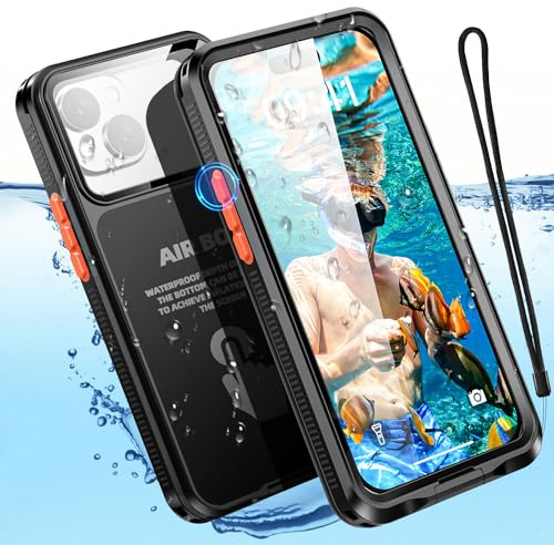 AICase Étui de téléphone étanche à bouton pour iPhone 6,1 pouces [15 Pro/15/14 Pro/14/13 Pro/13/12 Pro/12], étui étanche pour écran tactile sous-marin pour plage/natation/parc aquatique/plongée avec