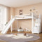 LATICO Kinderbett Hochbett 90x200 cm, Hausbett Etagenbett mit Rutsche und Treppenschließfächer Stauraum, Holzbett Bettgestell Kinderbett mit Rausfallschutz und Lattenrost, Ohne Matratze, Weiß