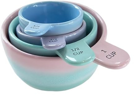 Sass & Belle Pastel Ombre Measuring Cups in Pink & Green – Perfect Measuring Spoons for Baking, Colourful Nesting Kitchen Utensils for Cooking, Decorative Gift for Home Bakers