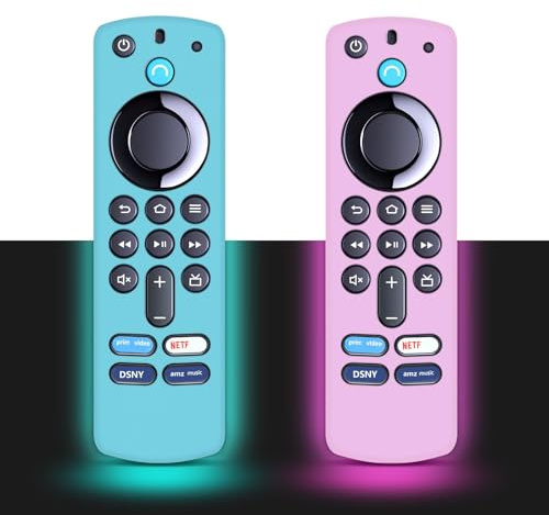 CLVIZCXOM Silikon-Fernbedienungsabdeckung für Fir s-tick 3. Generation 4K Fernbedienung, TV S-tick Abdeckung, rutschfest, stoßfest, Silikon-Schutzhülle (leuchtet blau + leuchtendes rosa)