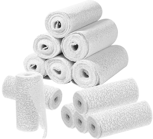 Rollos de tela de yeso, kit de vendajes de yeso para moldes de modelado, 12 unidades