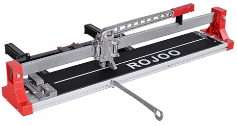 ROJOO 32/48 inch Manual Tile Cutting Machine Wide Aluminum Bottom Plate Single Slide Rail Adjustable Ceramic Porcelain Tile Cutter Heavy Duty (32inch/80cm)