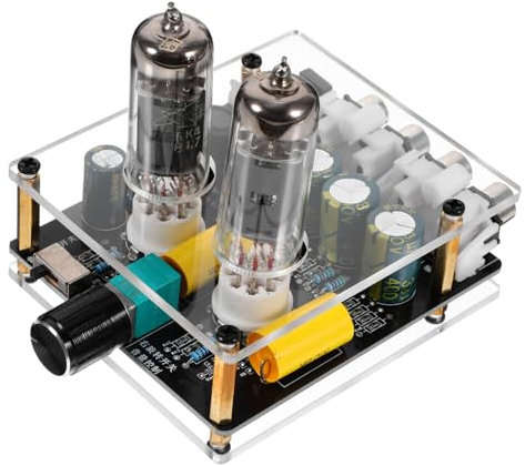 Vaguelly Préamplificateur à Lampes Stéréo 6k4 6a2 DIY Haute Fidélité Audio pour Home Cinéma Système Audio Usage Platine Vinyle Compatible Dc12-16v Noir