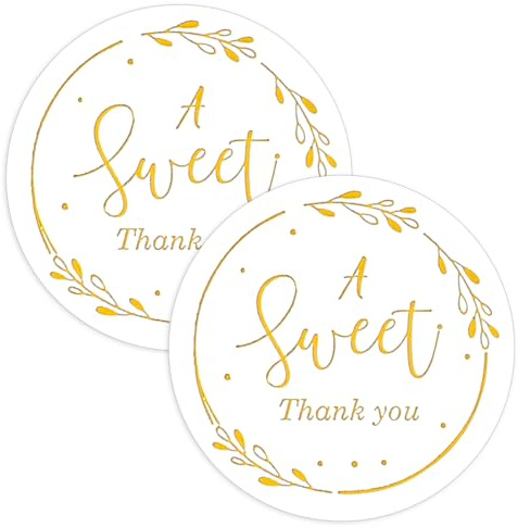 120 Pcs Gold Thank You Sticker A Sweet Thank You Stickers Round Circle, Personalized Stickers for Packaging, Gold Foil Labels for Wedding, Baby Shower, Birthday, Gift Wrapping, Envelopes, Coming