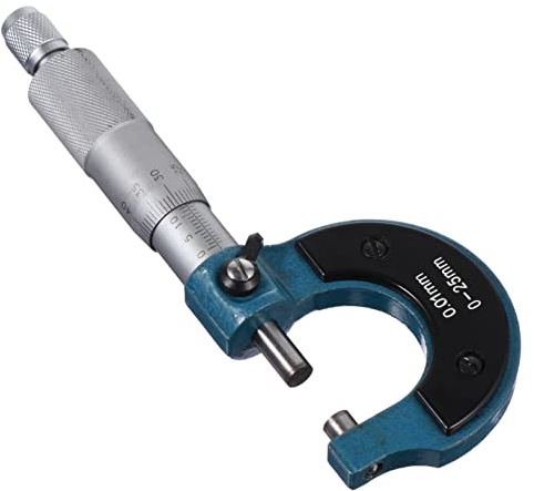 DINHEAROM Portable Precision outside Micrometer Measuring Instrument for Machinists and Jewelers Carbon Steel Thimble with Ratchet Stop for Exact Readings Satin Chrome Finish