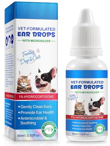 Bieyoc Pet Ear Drops for Dogs and Cats, Dog and Cat Ear Clean and Soothe Ear Irritations, Pet Ear Cleaner Helps to Remove Wax, Stains & Dirt, 60ml