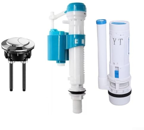 Repuesto del sistema de descarga de inodoro, kit de cisterna de inodoro de doble descarga de descarga de inodoro con botón pulsador para baño doméstico, válvula de llenado ajustable