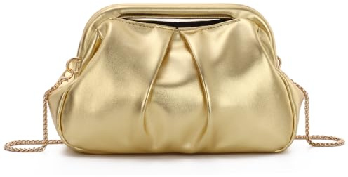 HomKuch Bolso de embrague de nube para las mujeres, bolso de boda elegante de fiesta plisado bolso de noche de dumpling