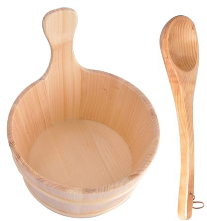 Bastu hink och slev set – fat bastu kit, spa och tillbehör för hem, badrum, present till familj, föräldrar, vänner, grannar
