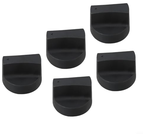 5 Pack Gas Stove Knobs 50mm Diameter with 8mm Insert, High Heat Resistant Plastic Burner Control Dials for Home Kitchen and BBQ Grill Replacement Parts, Red and Black(Black)