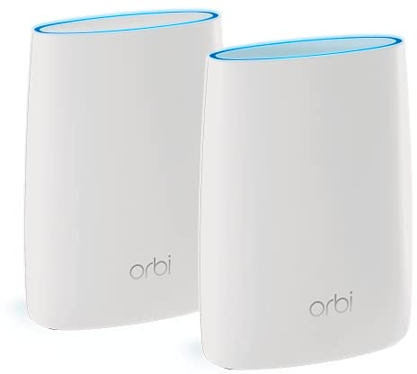 NETGEAR Orbi Tri-band Whole Home Mesh WiFi System with 3Gbps Speed (RBK50) – Router & Extender Replacement Covers Up to 5,000 sq. ft., 2-Pack Includes 1 Router & 1 Satellite White