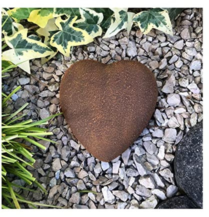 Radami Herz Grabherz Grabschmuck Dekoherz Steinguss 13cm Rostiges Metall Rost Optik
